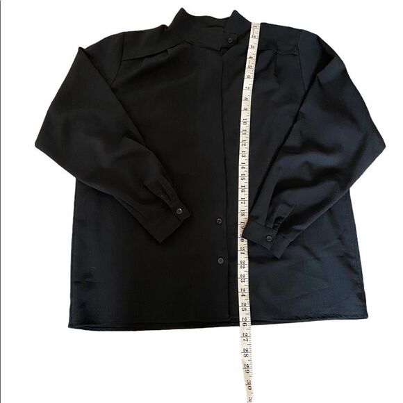 VINTAGEāDIANA CHARLESĀ Black High CollarāBlouse L - Picture 7 of 8